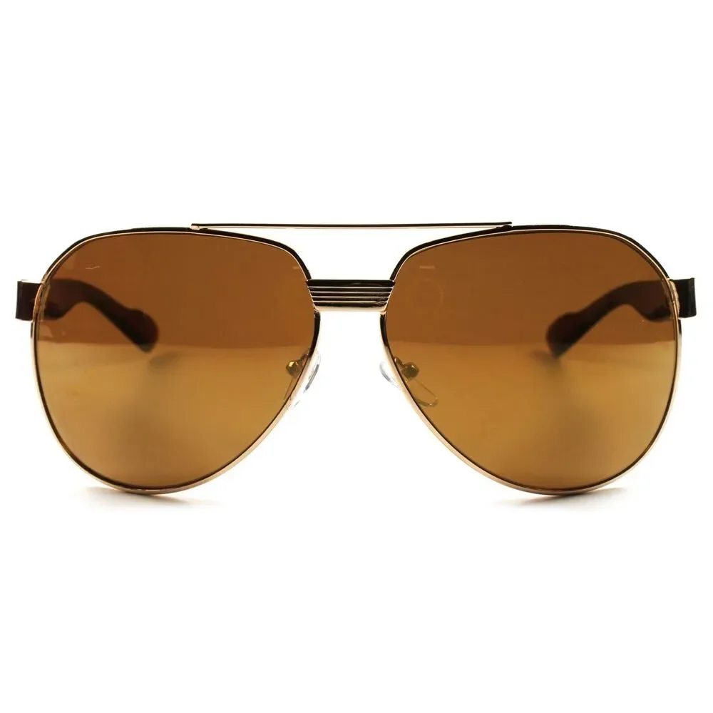 Stunning Gold Mirrored Mens Womens Oversized Military Air Force Style Sunglasses